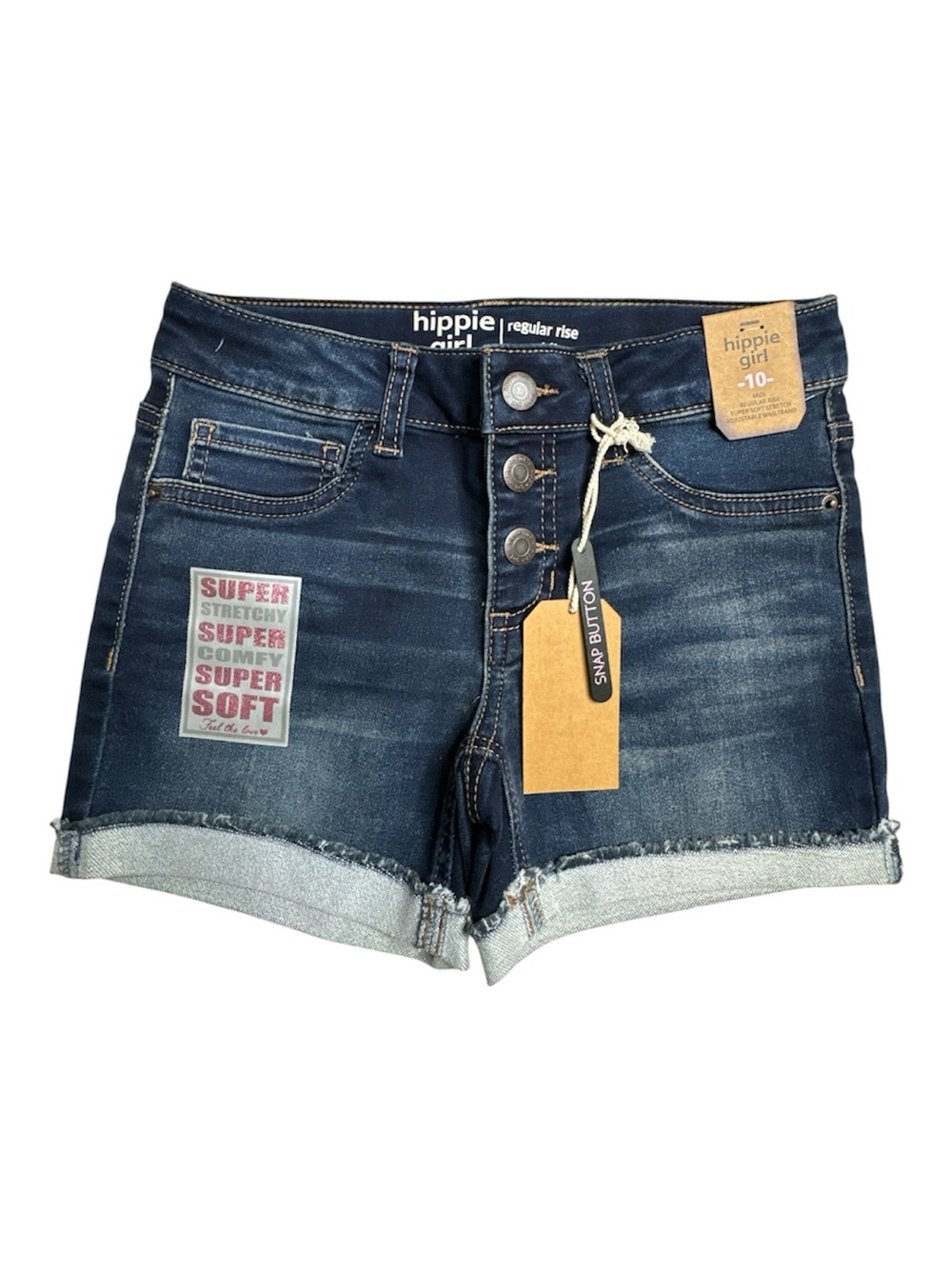 Hippie Girl Dark Blue Denim High-Rise Cuffed Shorts